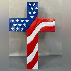 3D Patriotic American Flag Cross Decor